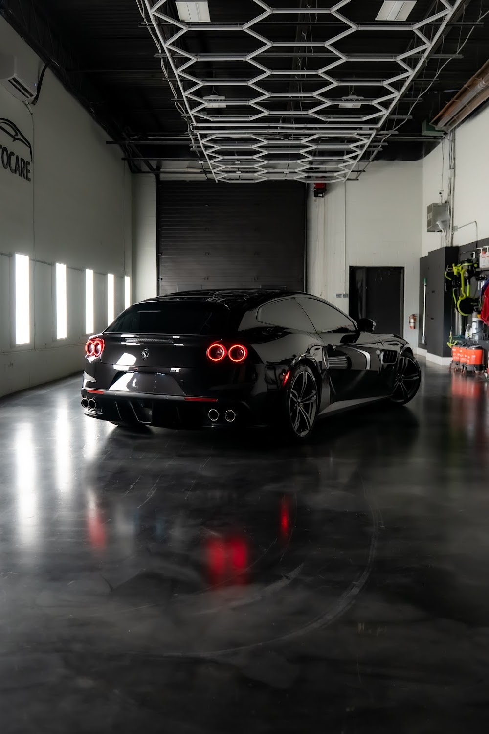 Ferrari GTC4Lusso rear three-quarter in corridor lighting at ZAutoCare