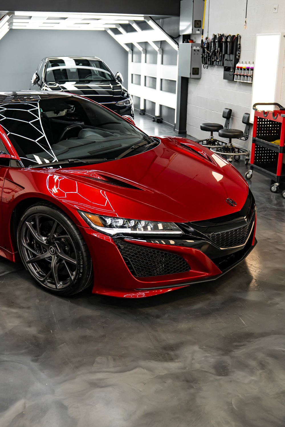 Red Acura NSX receiving paint correction, ceramic coating and PPF at ZAutoCare