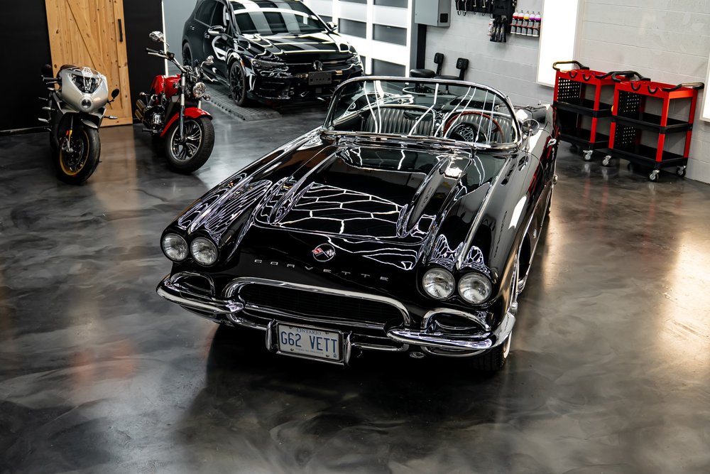 Classic black Corvette detailed at ZAutoCare