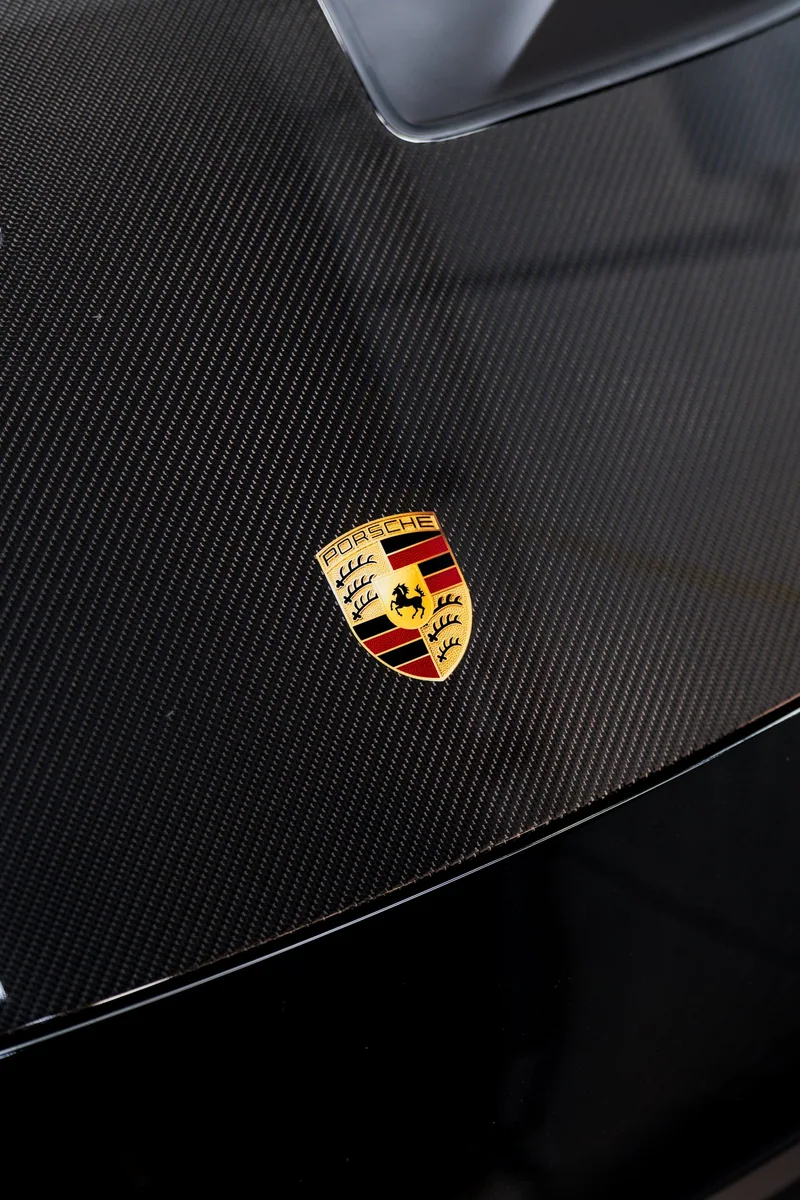 Close-up of a carbon fibre hood on a 992 Porsche GT3 RS protected with XPEL PPF